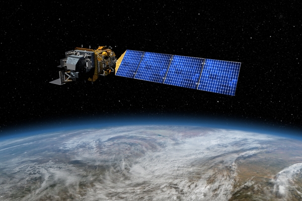 An artist's rendition of Landsat-8 in orbit