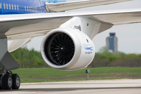 Pratt & Whitney geared turbofan on test aircraft