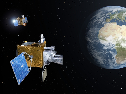 An artist's rendition of MTG satellites in orbit