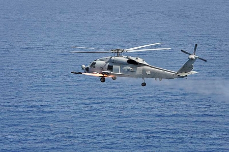 RAN's MH-60R Seahawk fires its first Hellfire missile