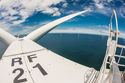 View from wind turbine of Rhyl Flats wind farm