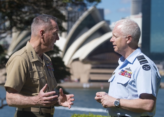 Gen. Dunford speaks with Air Chief Marshal Mark D. Binskin