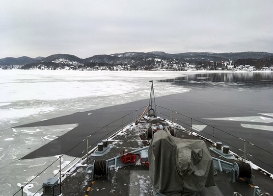 HMS Cattistock in the waters around Oslo
