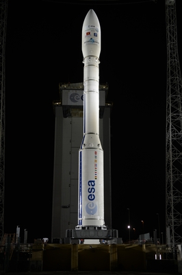 A Vega launch vehicle ready for liftoff