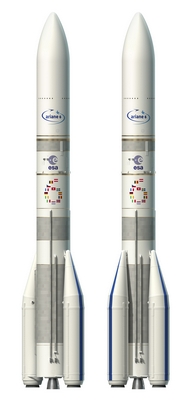 Artist's configuration of two Ariane 6 configurations