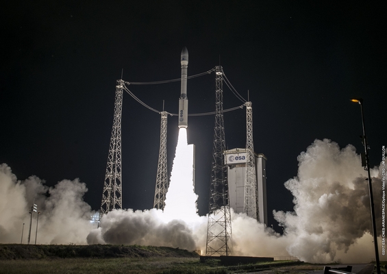 A Vega launch vehicle blasting off
