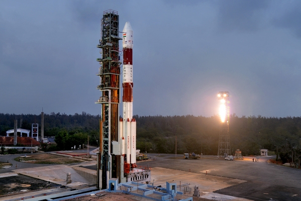 PSLV-C40 on the launch pad before lift off