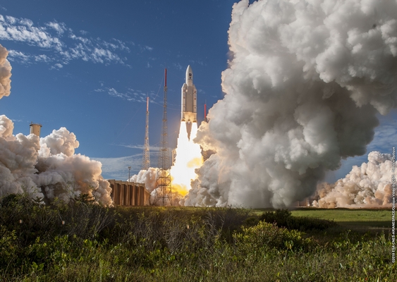 An Ariane 5 blasting off