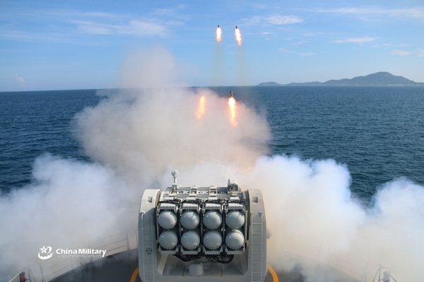 Frigate Luoyang during maritime live-fire training