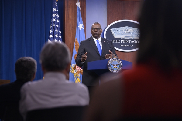 SecDef Austin at a news conference at the Pentagon, July 21