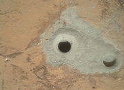 Curiosity drilled into the Cumberland rock on Mars' surface.