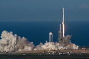 A Falcon 9 blasting off