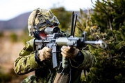 A member of 5 Canadian Mechanized Brigade Group 
