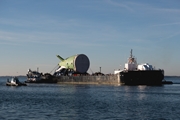 Stern of first Columbia class sub in transit